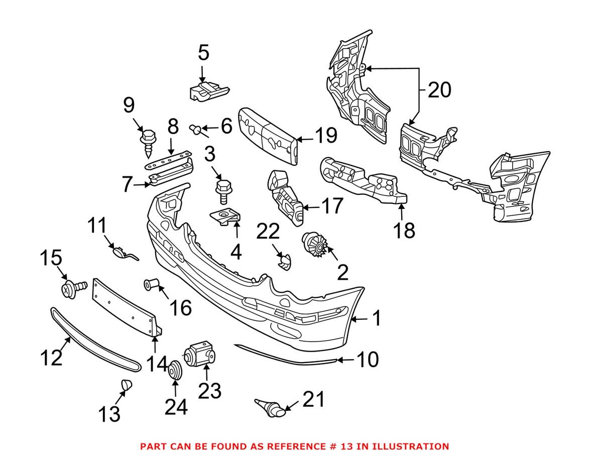 Mercedes Bumper Cover Grille Clip 0029885181